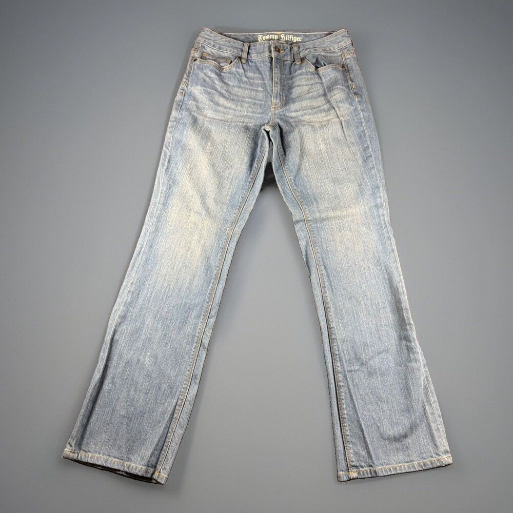 Vintage Y2K Tommy Hilfiger Boyfriend Jeans Womens 31.5x 32 Mid Rise Bootcut Blue